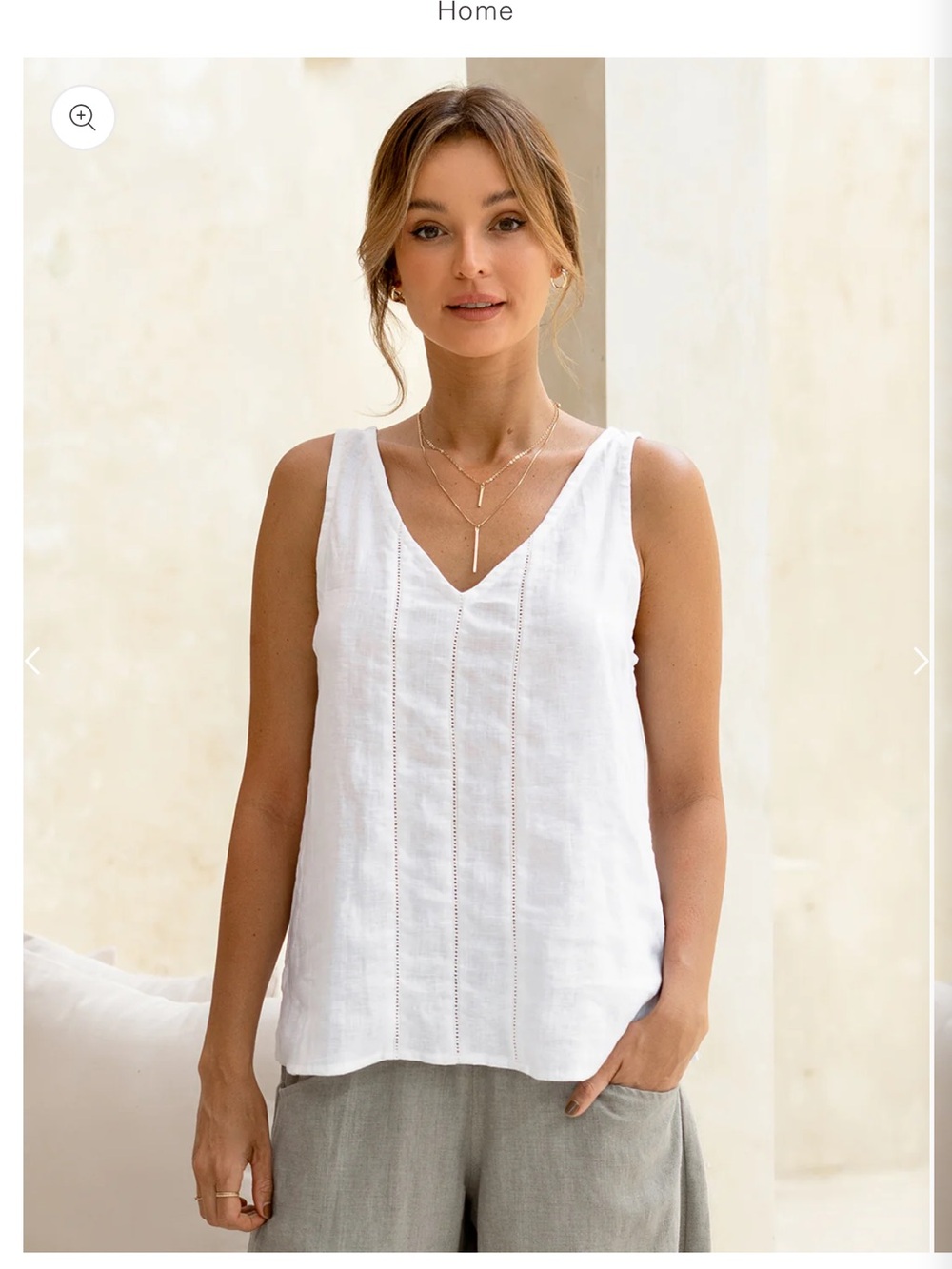 NOMAD THE LABEL Giana French Linen Top White Tank. Womens size 14